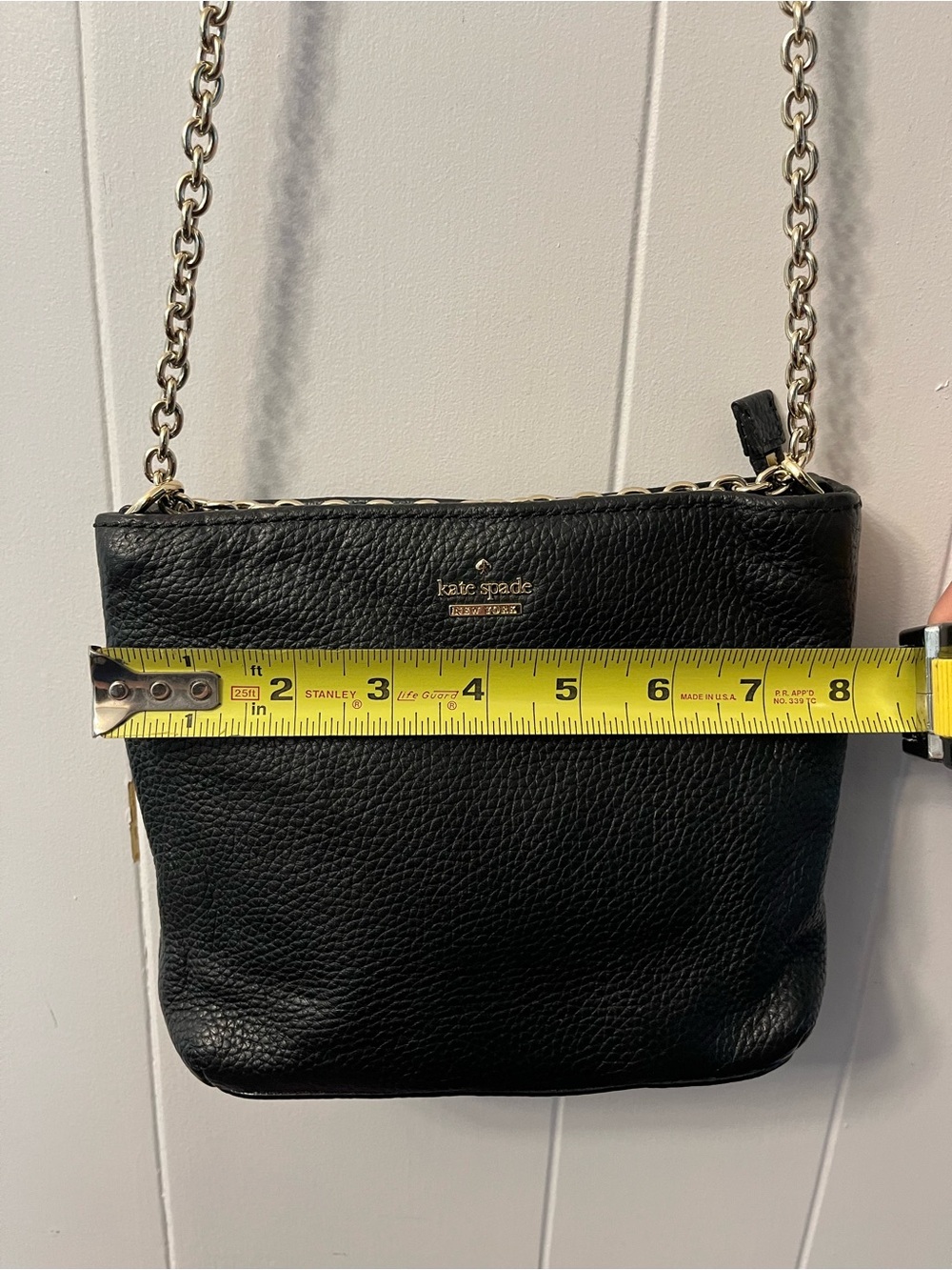 Kate Spade Jackson Street Ellery Convertible Bag Pebbled Black Leather Chain - Picture 9 of 16
